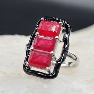 Solid Sterling 925 Silver Ring Pink Ruby Gemstone Unique Silversmith